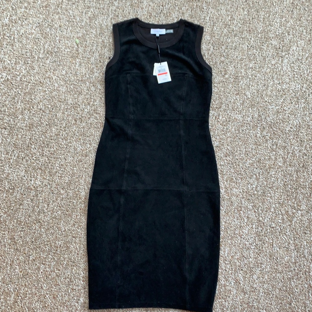 Black faux suede dress